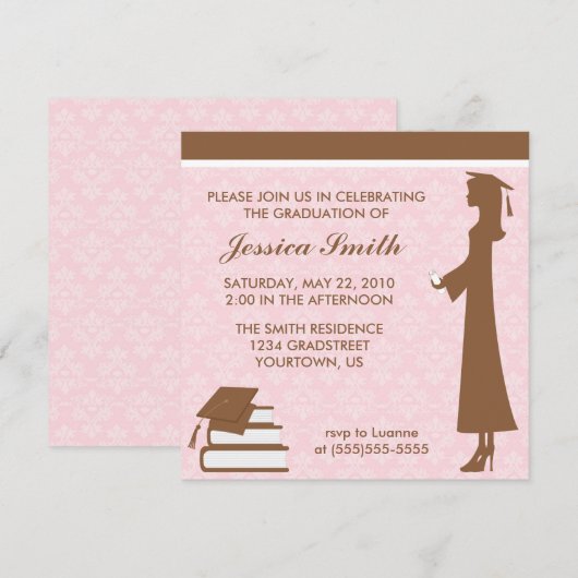 ダマスク卒業招待状 招待状 (正面/裏面)