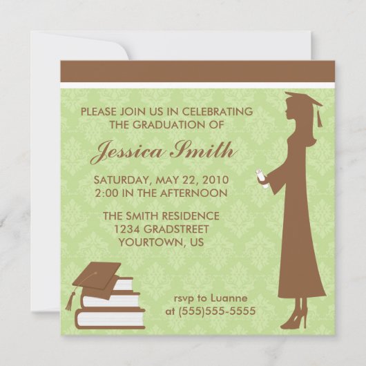 ダマスク卒業招待状 招待状 (正面)