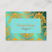 ダマスク名刺アクアとオレンジ 名刺 (正面)