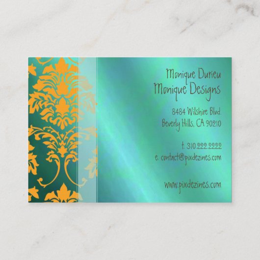 ダマスク名刺アクアとオレンジ 名刺 (裏面)