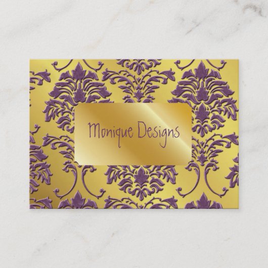 ダマスク名刺、金ゴールドトーン 名刺 (正面)
