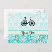 ダマスク型自転車ティール ポストカード (正面/裏面)