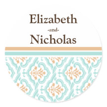 ダマスク壁紙フローラ結婚式招待状シール