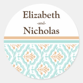 ダマスク壁紙フローラ結婚式招待状シール ラウンドシール