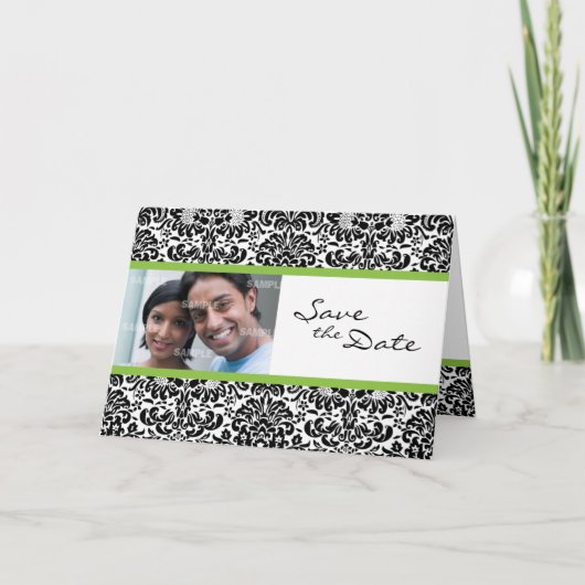 ダマスク壁紙日付カードを保存 案内状 (正面)