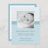 ダマスク大切男の赤ちゃん誕生発表 案内ポストカード (正面/裏面)