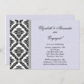 ダマスク婚約パーティ招待状パープル 招待状 (正面/裏面)