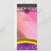 ダマスク宝石モノグラムピンク紫紫バイオレットシルク 招待状 (裏面)