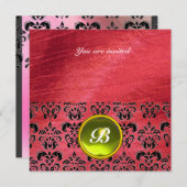 ダマスク宝石モノグラム紫絹 招待状 (正面/裏面)