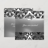 ダマスク宝石モノグラム 白 招待状 (正面/裏面)