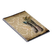 ダマスク山花西部の国のカウボーイのブーツ ノートブック (右側)