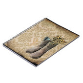 ダマスク山花西部の国のカウボーイのブーツ ノートブック (左側)