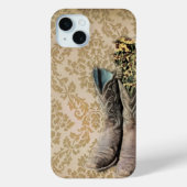 ダマスク山花西部の国のカウボーイのブーツ Case-Mate iPhoneケース (裏面)