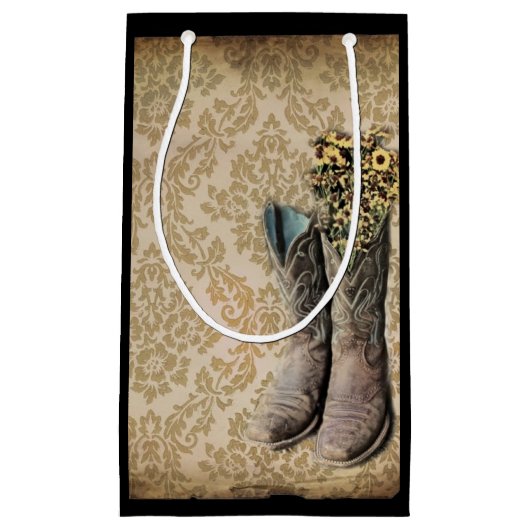 ダマスク山花西部カントリーカウボーイブーツ スモールペーパーバッグ (正面)