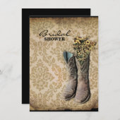 ダマスク山花西部カントリーカウボーイブーツ 招待状 (正面/裏面)