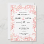 ダマスク式の結婚式 招待状 (正面)