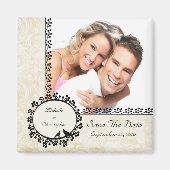 ダマスク愛の鳥の写真日付磁石を保存 マグネット (正面)