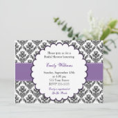 ダマスク招待状 ブライズシャワー パープル 招待状 (スタンド正面)