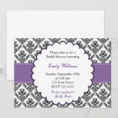 ダマスク招待状 ブライズシャワー パープル 招待状 (正面/裏面)