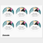 ダマスク新婦ブライダルシャワーステッカーターコイズ ラウンドシール (シート)