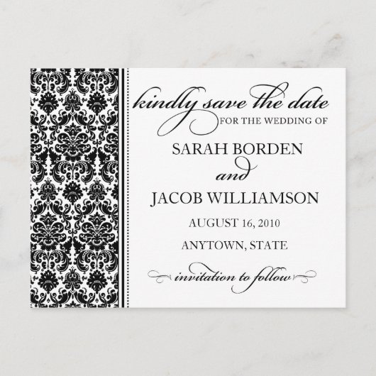 ダマスク日付カードをカスタマイズ保存する！ 案内ポストカード (正面)