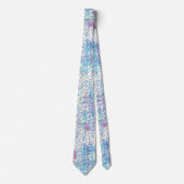 ダマスク春ブルーフローラルパターン ネクタイ (正面)