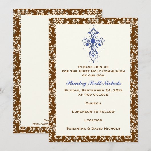 ダマスク最初の聖餐式の確認 招待状 (正面/裏面)