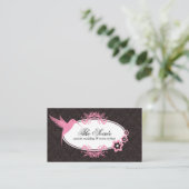 ダマスク柄のエレガントなイベントコーディネーター 名刺 (スタンド正面)