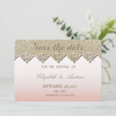 ダマスク柄のエレガントな結婚式のSave the date セーブザデート (スタンド正面)