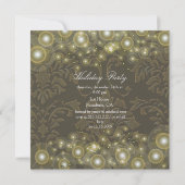 ダマスク柄のホリデー招待状、シャンパンの泡 招待状 (裏面)