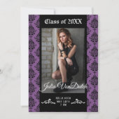 ダマスク柄の卒業発表/パーティー招待状 招待状 (正面)