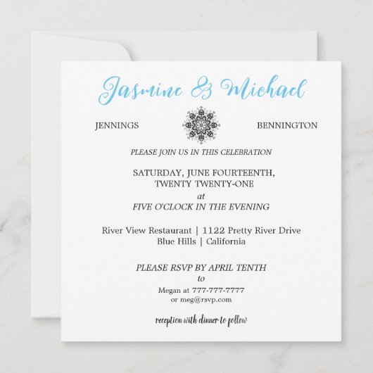 ダマスク柄の結婚式招待状 ウェディング カップル 招待状 (裏面)