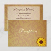 ダマスク柄の花嫁のヒマワリ ウェディング招待状セット エンクロージャーカード (正面/裏面)