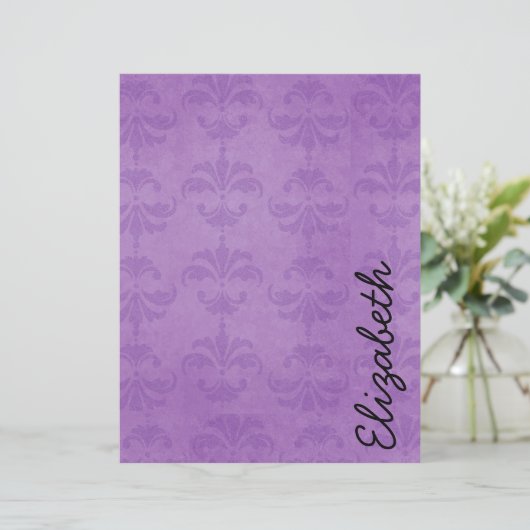 ダマスク柄パープルダマスクお名前 (スタンド正面)