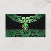ダマスク柄モノグラム グリーン宝石ストーン 名刺 (裏面)
