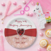 ダマスク柄40周年結婚記念日ペーパープレート ペーパープレート (パーティー)