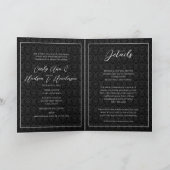 ダマスク柄 結婚式 招待状 - 黒と白 (内部)