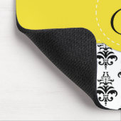 ダマスク模様，白黒ダマスク，モノグラム マウスパッド (コーナー)