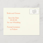 ダマスク海軍の青、サンゴの結婚式の日付を保存 案内ポストカード (裏面)