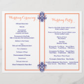 ダマスク海軍ブルー、サンゴ結婚式プログラム (裏面)