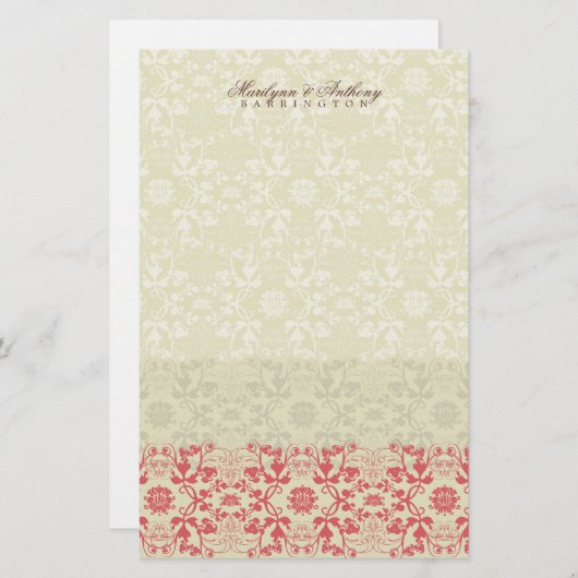 ダマスク渦巻きレースのスパイスありがとう文房具 便箋 (正面/裏面)