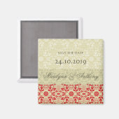 ダマスク渦巻きレースのスパイス日付磁石を保存 マグネット (正面/裏面)