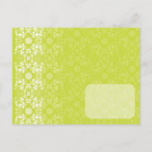 ダマスク渦巻きレースライム日付はがきを保存 案内ポストカード (裏面)