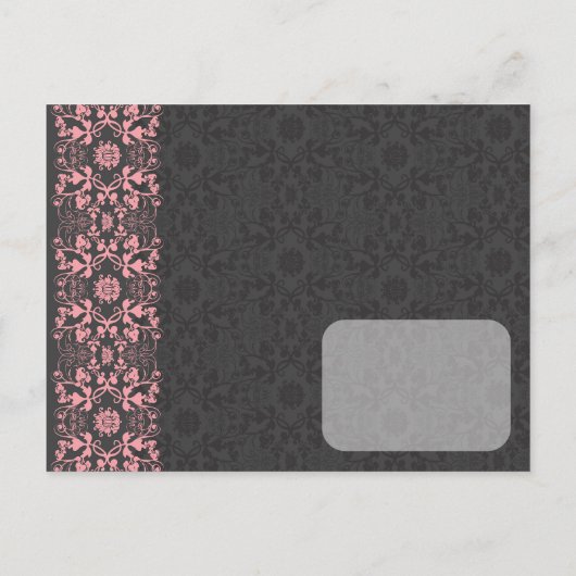 ダマスク渦巻きレース炭日付はがきを保存 案内ポストカード (裏面)