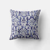 ダマスク王室のグリッターシルバーグレーインディゴブルーネイビー クッション (裏面)