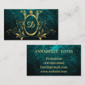 ダマスク王室のターコイズパーソナライズされた 名刺 (正面/裏面)