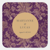 ダマスク王室のパープルモノグラムシール スクエアシール (正面)