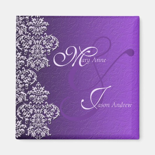 ダマスク王室のパープル結婚ズ磁石 マグネット (正面)