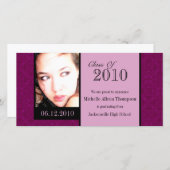 ダマスク王室の卒業発表の写真カード 案内状 (正面/裏面)