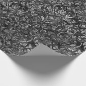 ダマスク王室の粉砕ビロード黒ブルゴーニュのマルーン ラッピングペーパー (角)